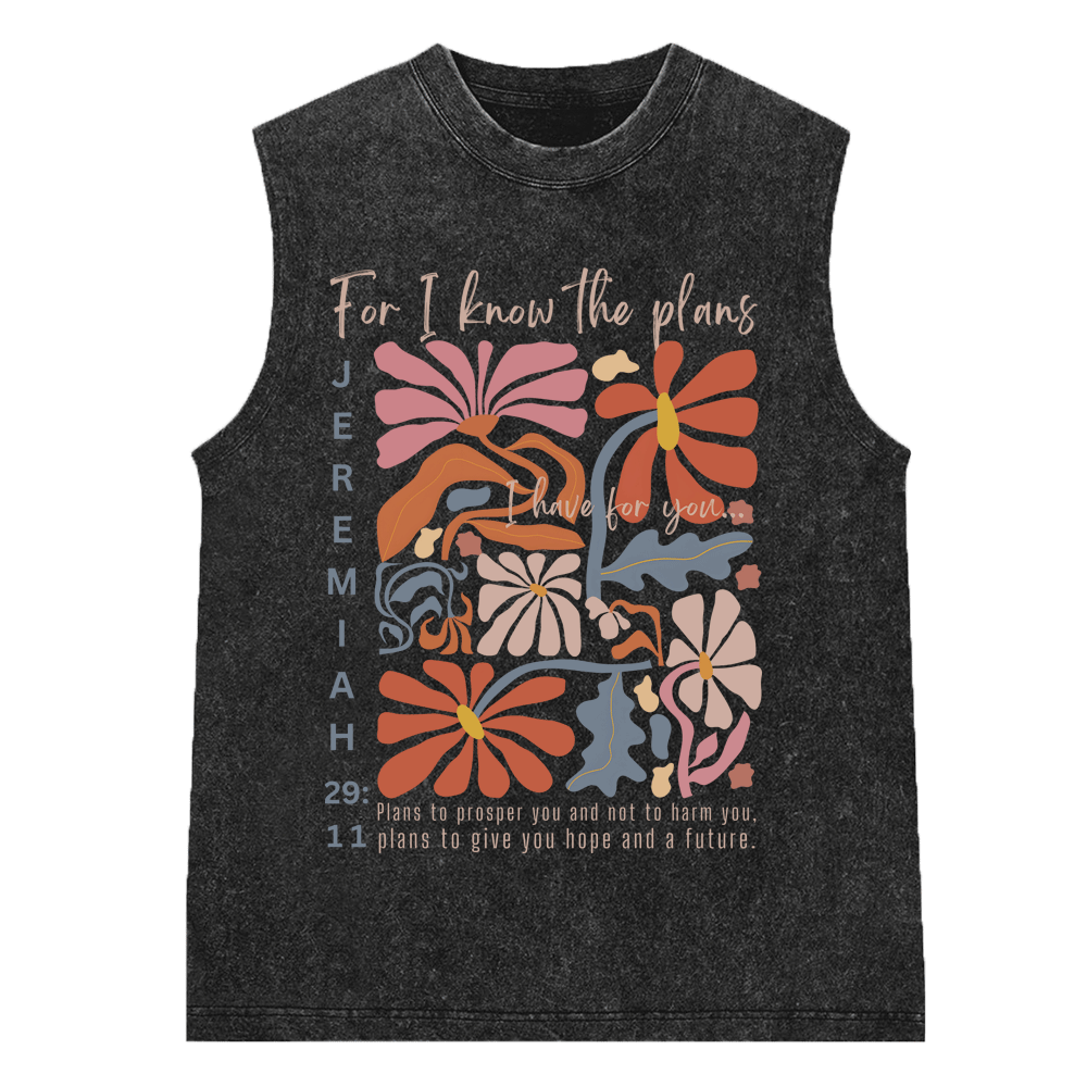 For I Know The Plans Christian Washed Sleeveless Tee