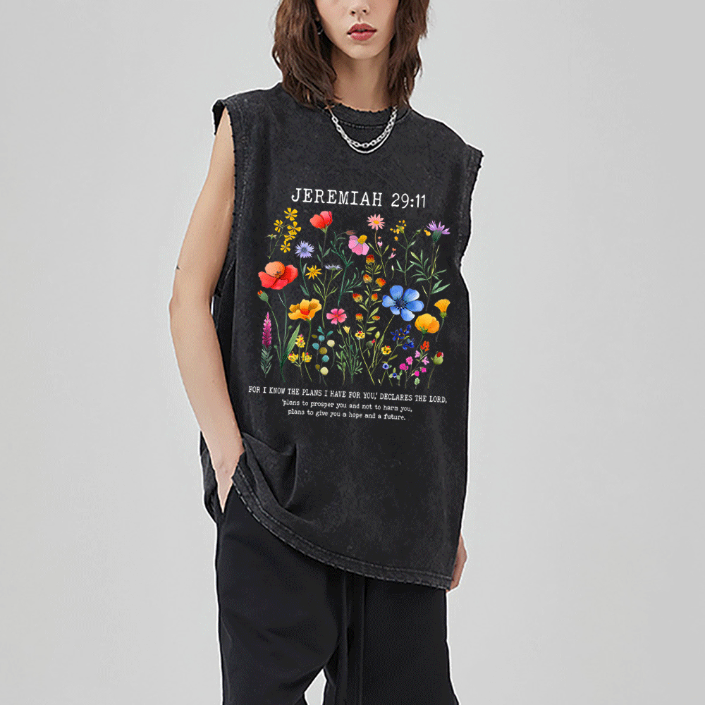 For I Know The Plans Christian Washed Sleeveless Tee