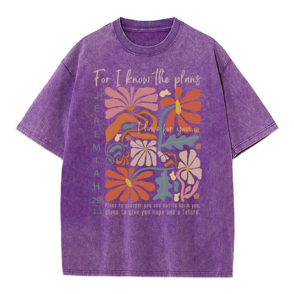 For I Know The Plans Christian Washed T-Shirt