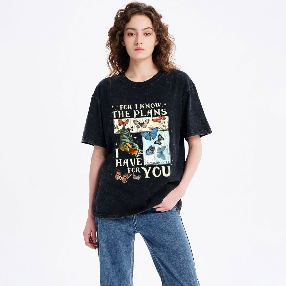 For I Know The Plans I Have For You Christian Washed T-Shirt