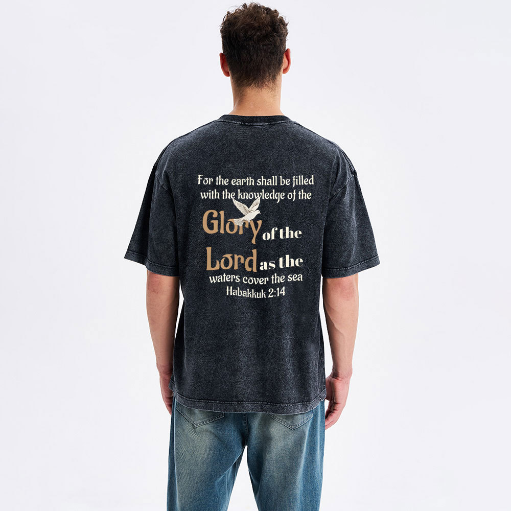 For The Earth Shall Be Filled With The Knowledge Christian Washed T-Shirt
