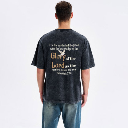 For The Earth Shall Be Filled With The Knowledge Christian Washed T-Shirt
