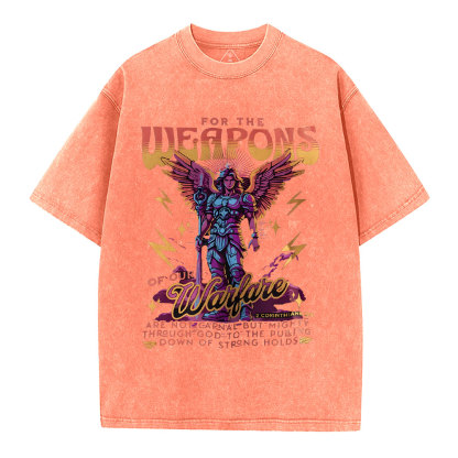For The Weapons Of Our Warfare Christian Washed T-Shirt