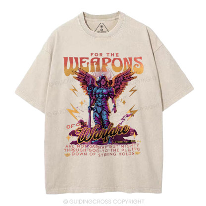 For The Weapons Of Our Warfare Christian Washed T-Shirt