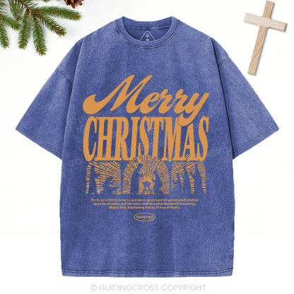 For To Us A Child Is Born Christian Washed T-Shirt