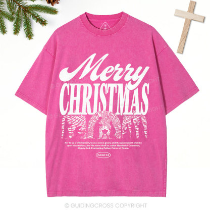 For To Us A Child Is Born Christian Washed T-Shirt