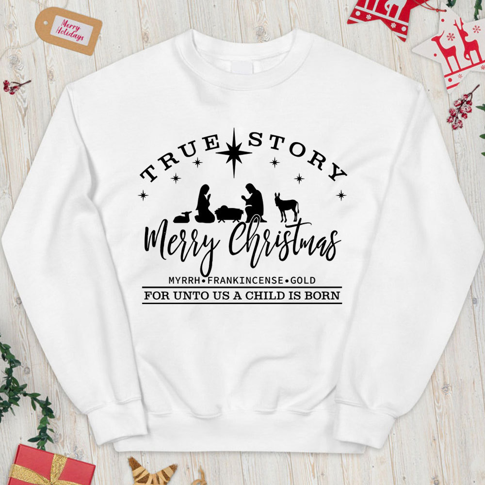 For Unto Us A Child Is Born Christian Christmas Sweatshirt