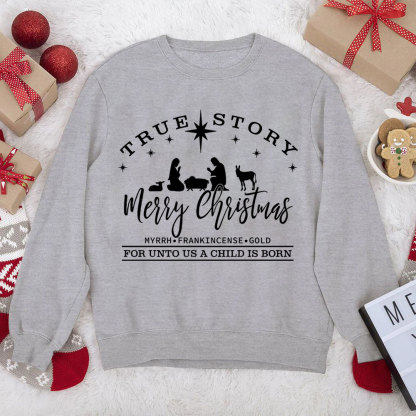 For Unto Us A Child Is Born Christian Christmas Sweatshirt