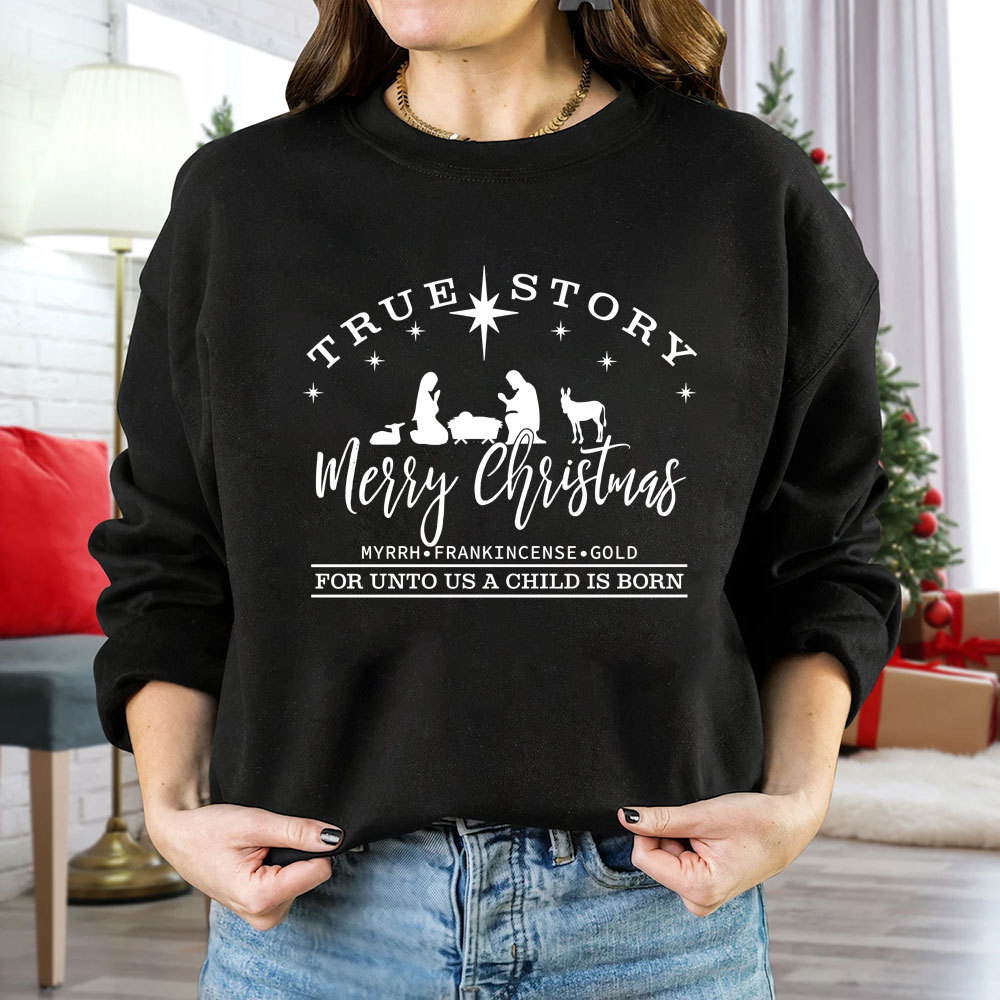 For Unto Us A Child Is Born Christian Christmas Sweatshirt