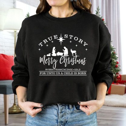 For Unto Us A Child Is Born Christian Christmas Sweatshirt