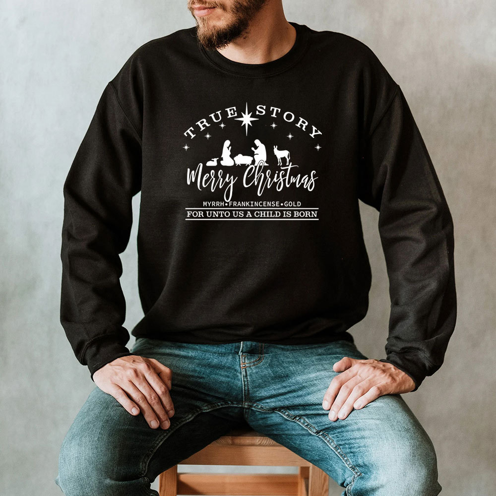 For Unto Us A Child Is Born Christian Christmas Sweatshirt
