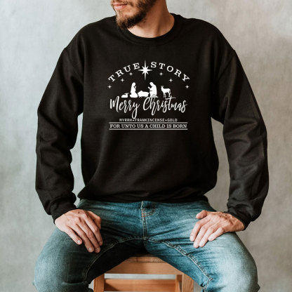 For Unto Us A Child Is Born Christian Christmas Sweatshirt