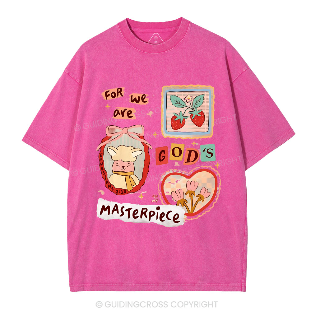For We Are God's Masterpiece Christian Washed T-Shirt