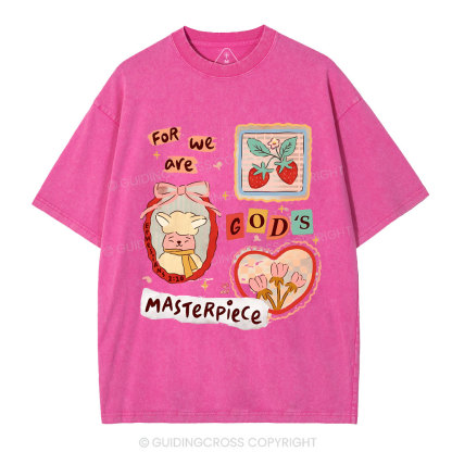 For We Are God's Masterpiece Christian Washed T-Shirt