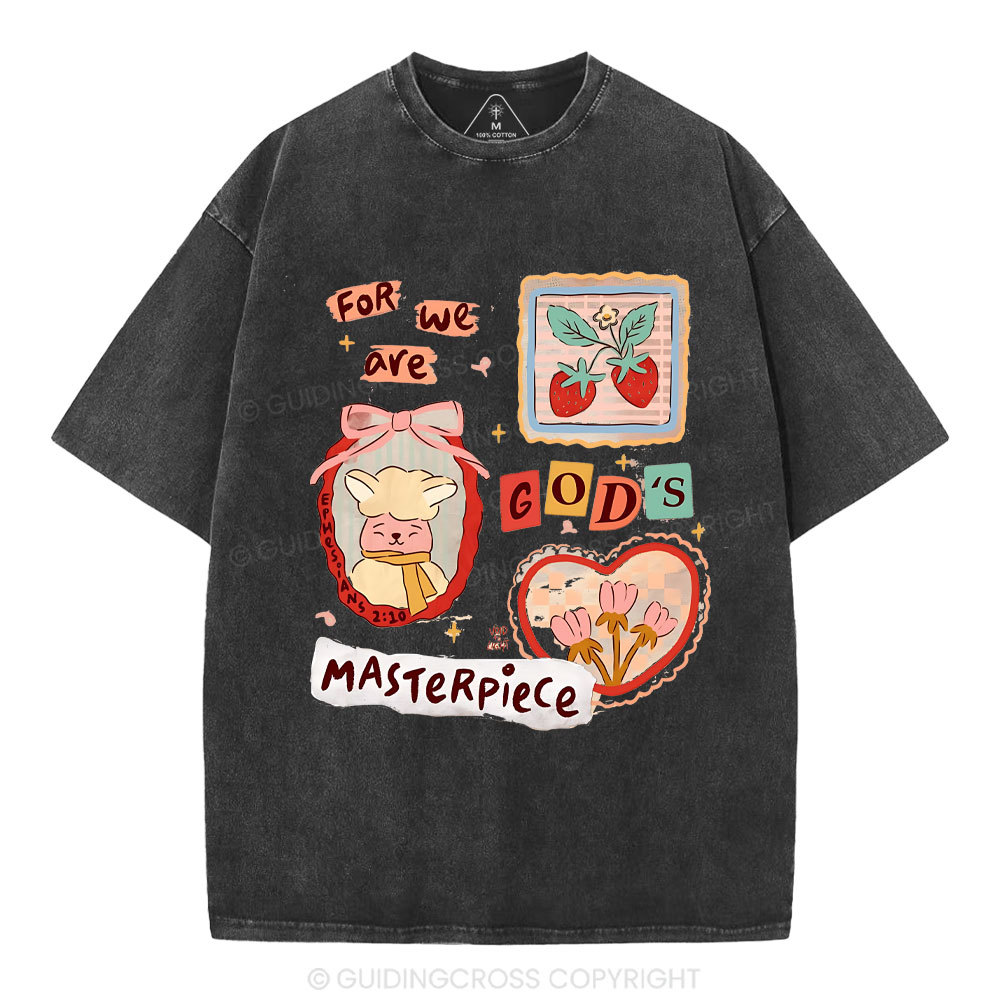 For We Are God's Masterpiece Christian Washed T-Shirt