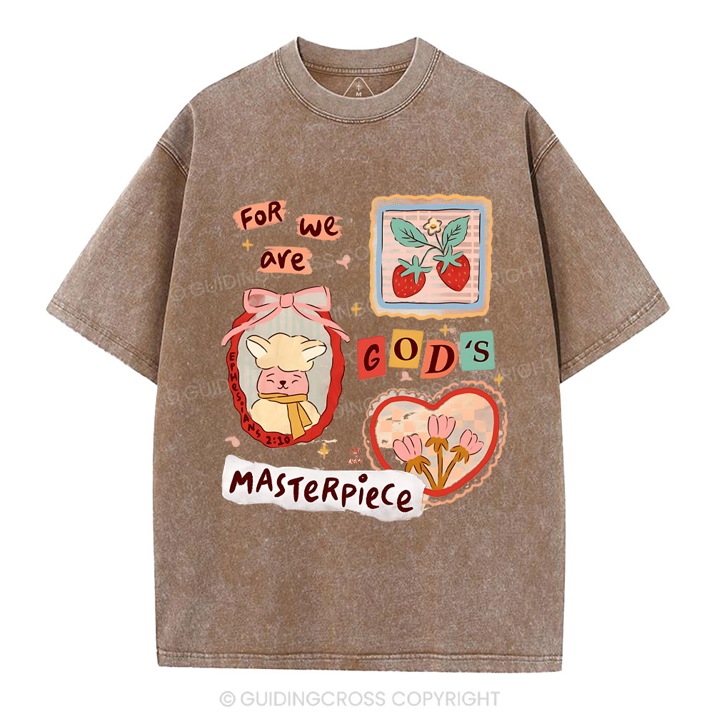 For We Are God's Masterpiece Christian Washed T-Shirt