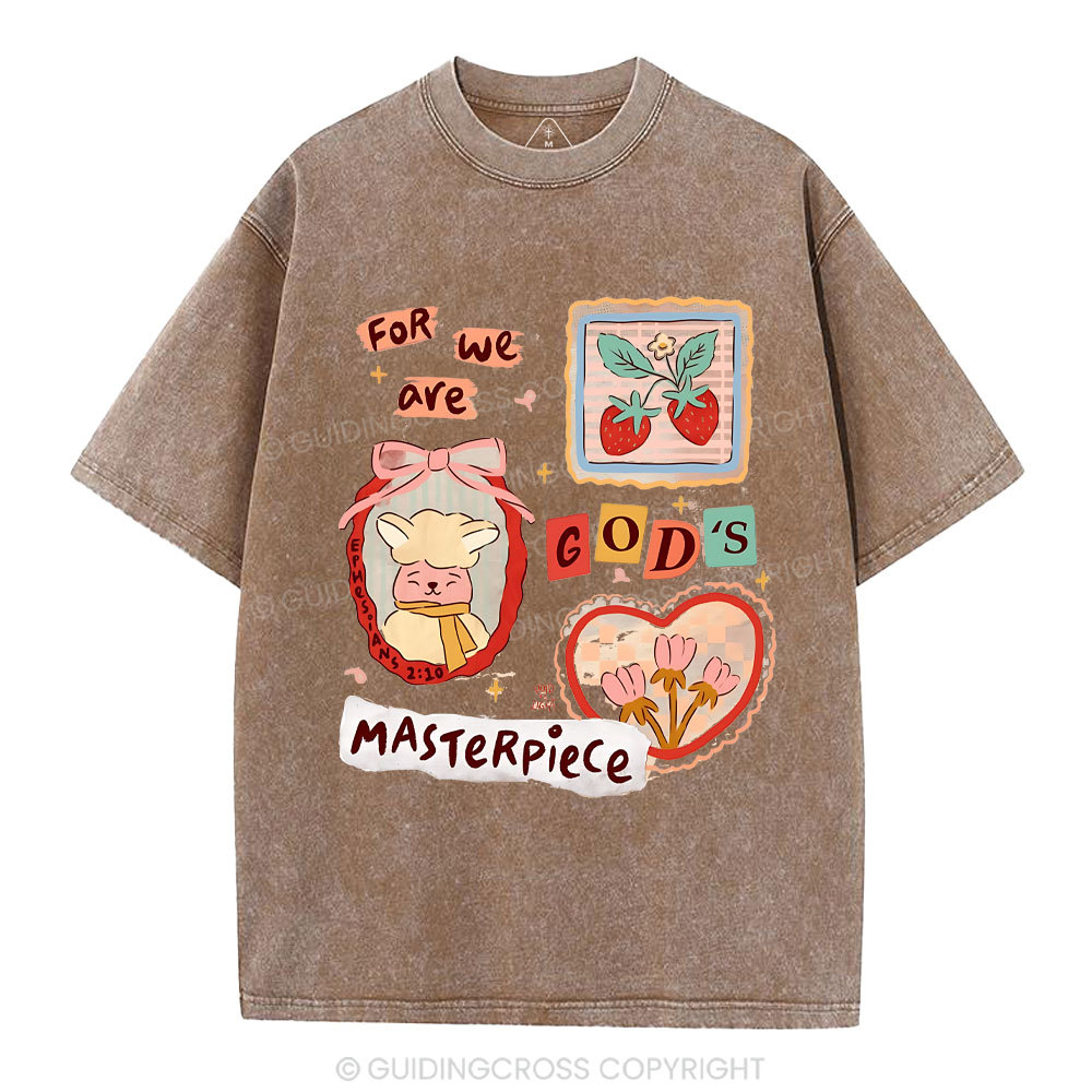 For We Are God's Masterpiece Christian Washed T-Shirt