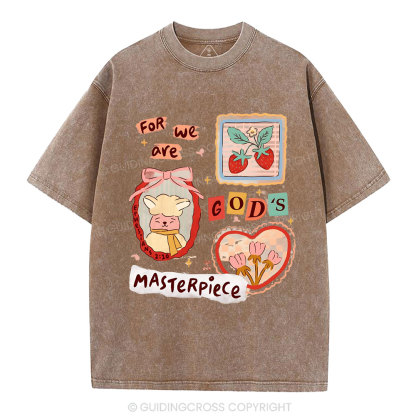 For We Are God's Masterpiece Christian Washed T-Shirt