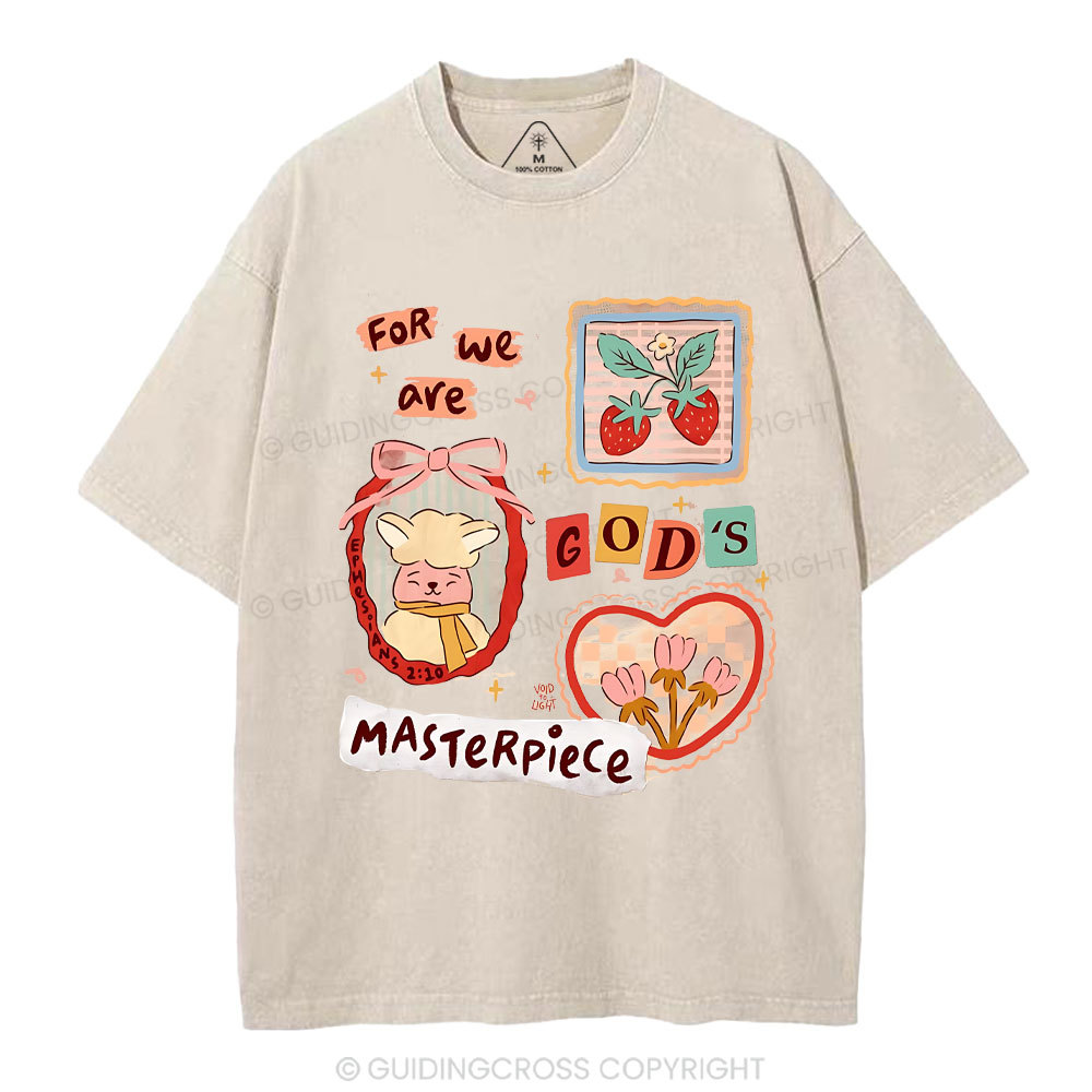 For We Are God's Masterpiece Christian Washed T-Shirt