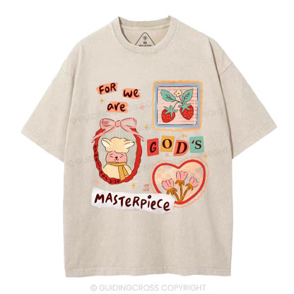 For We Are God's Masterpiece Christian Washed T-Shirt