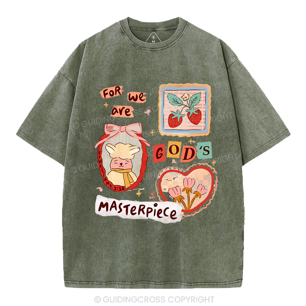 For We Are God's Masterpiece Christian Washed T-Shirt