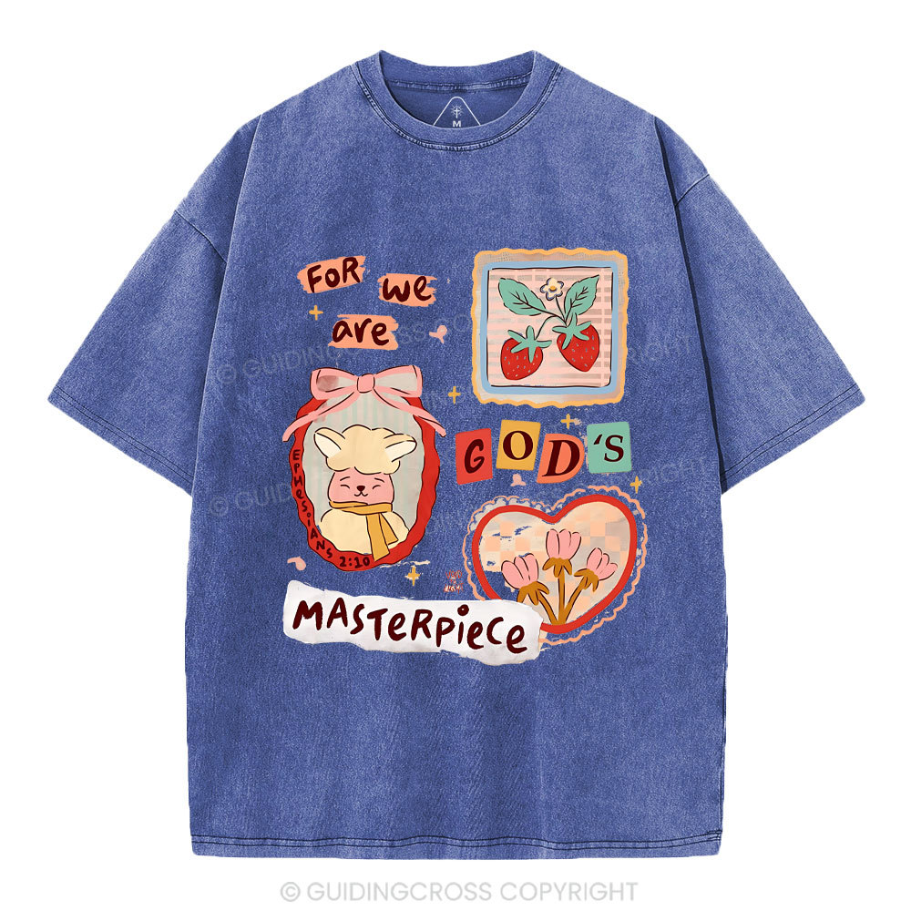 For We Are God's Masterpiece Christian Washed T-Shirt