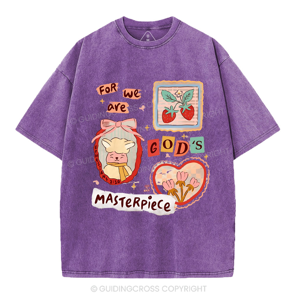 For We Are God's Masterpiece Christian Washed T-Shirt