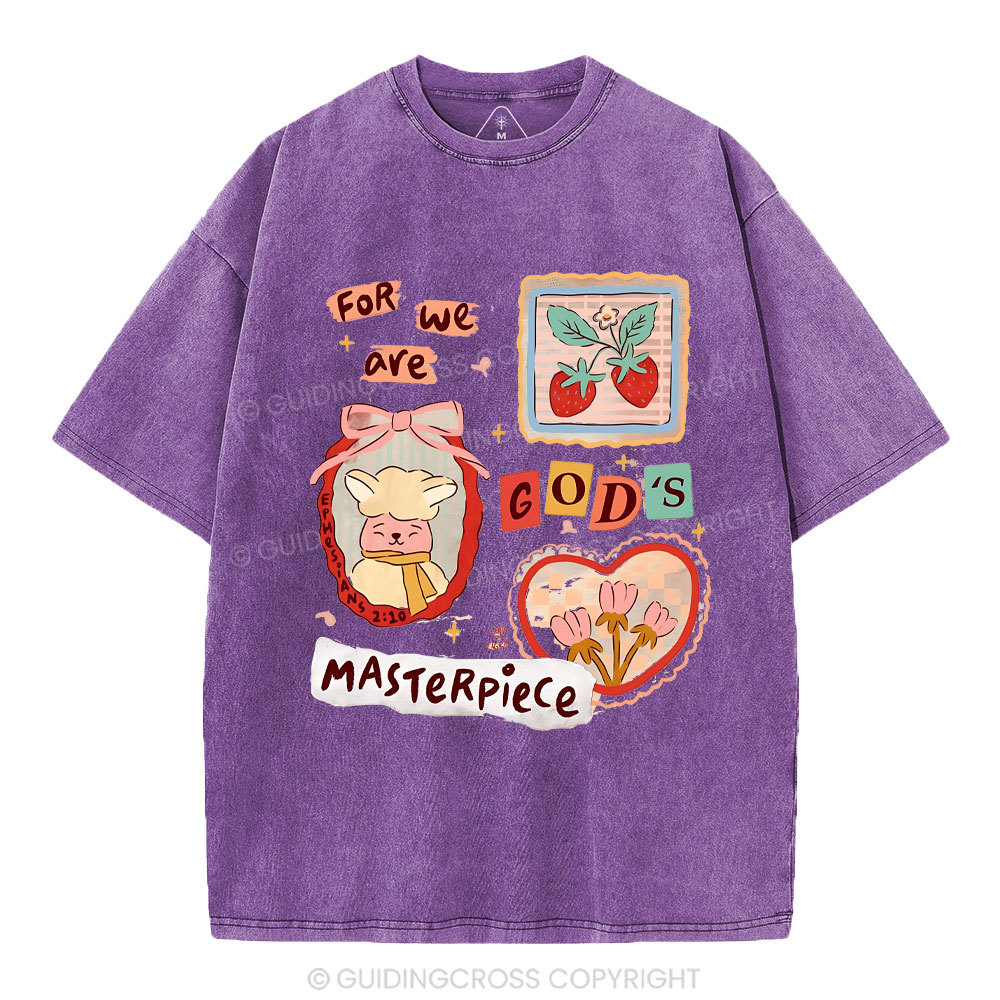 For We Are God's Masterpiece Christian Washed T-Shirt
