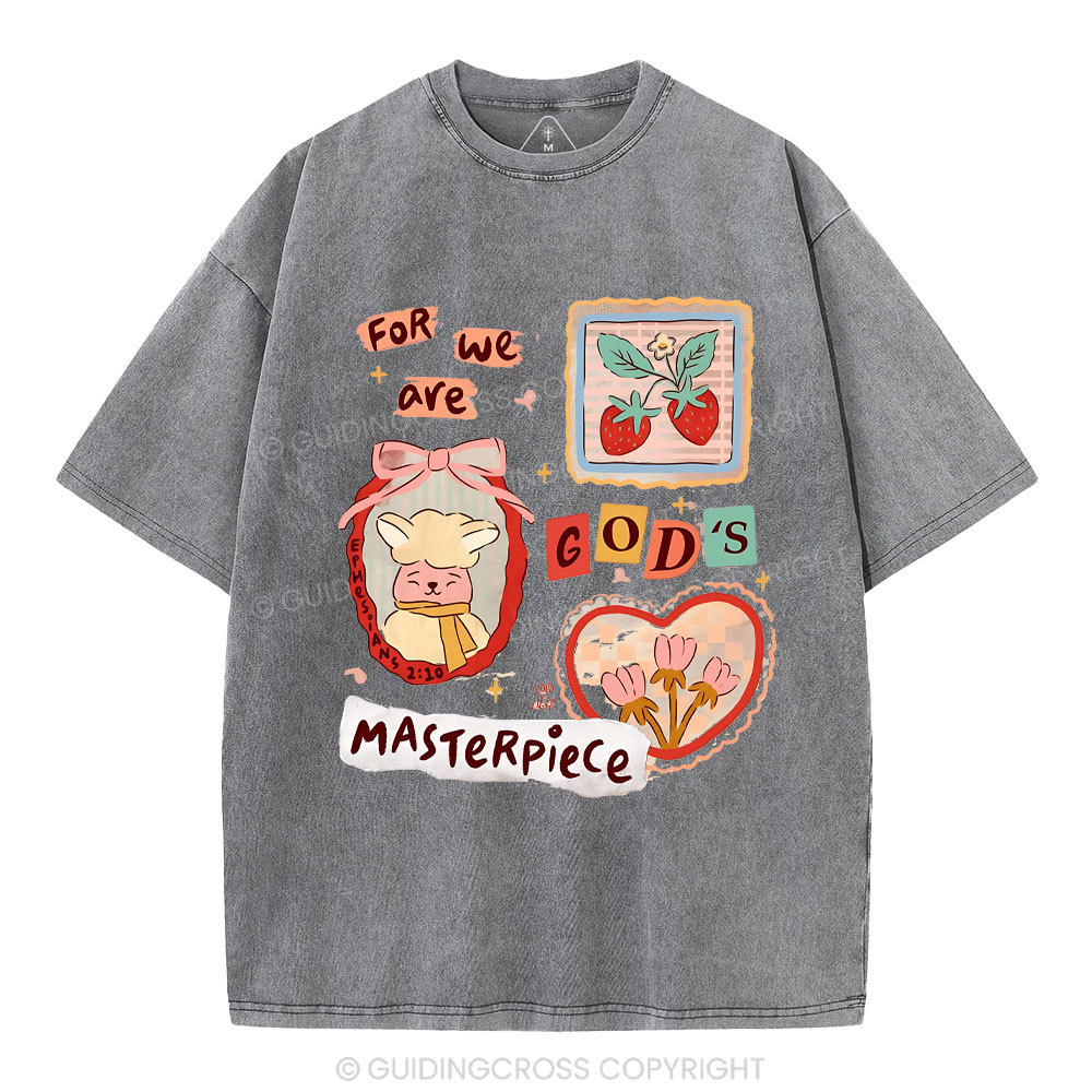 For We Are God's Masterpiece Christian Washed T-Shirt