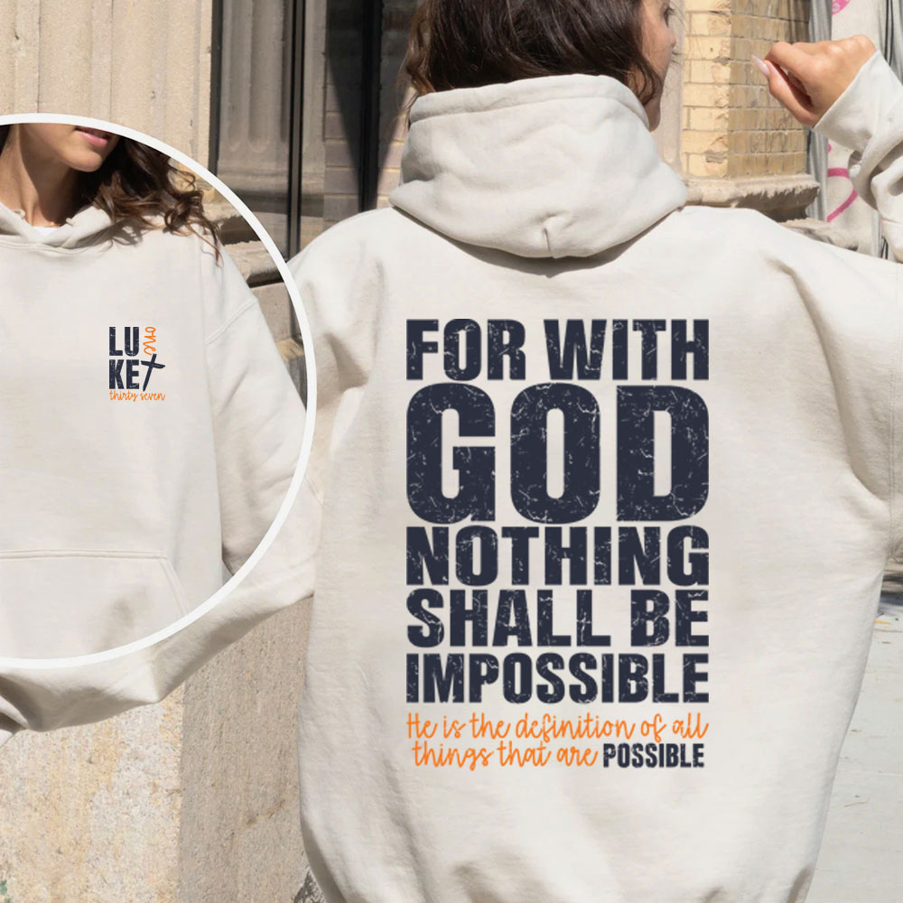 For With God Nothing Shall Be Impossible Christian Fleece Hoodie Set