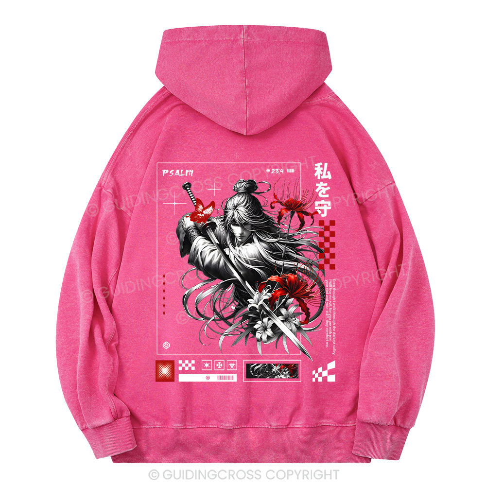 For You Are With Me Christian Washed Hoodie