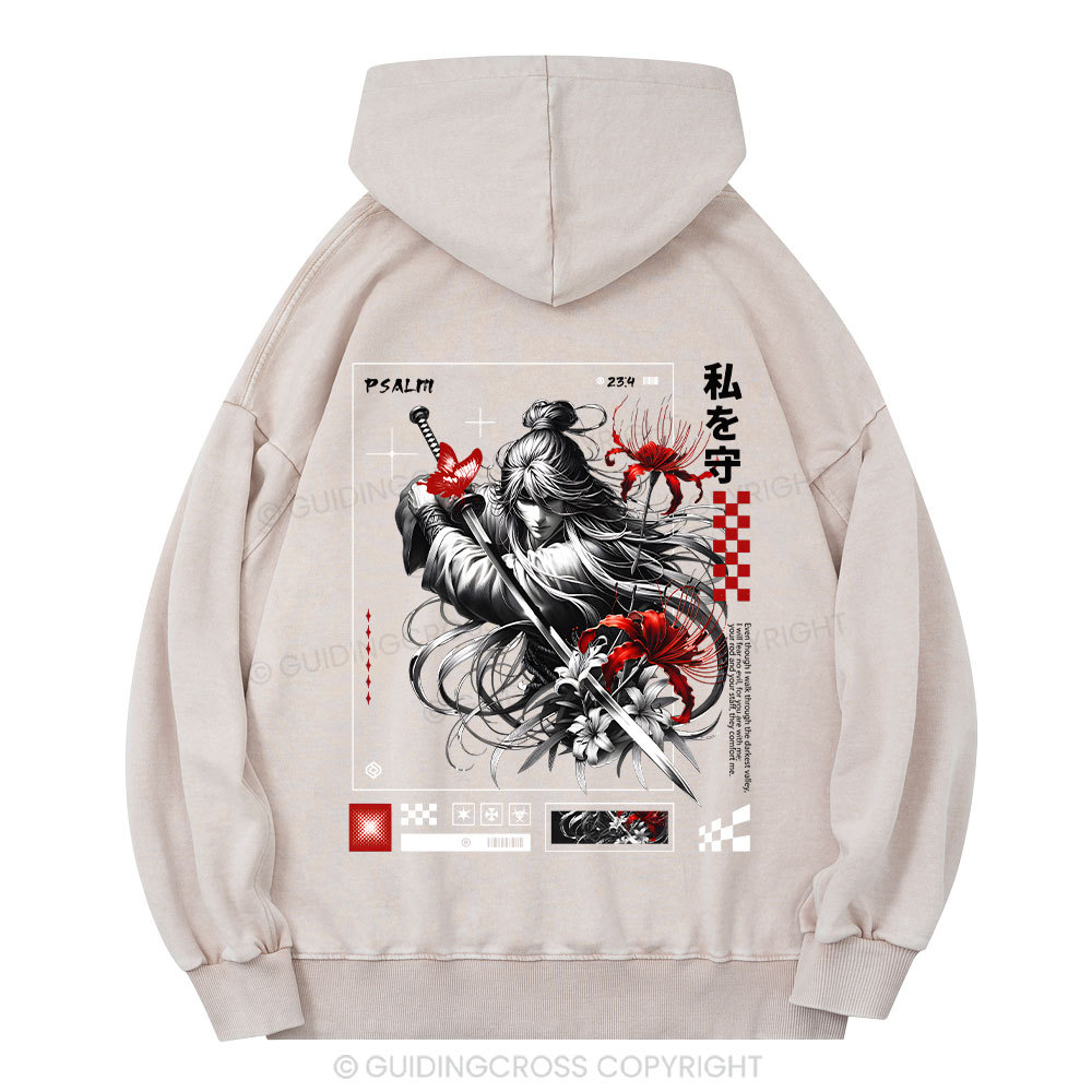For You Are With Me Christian Washed Hoodie