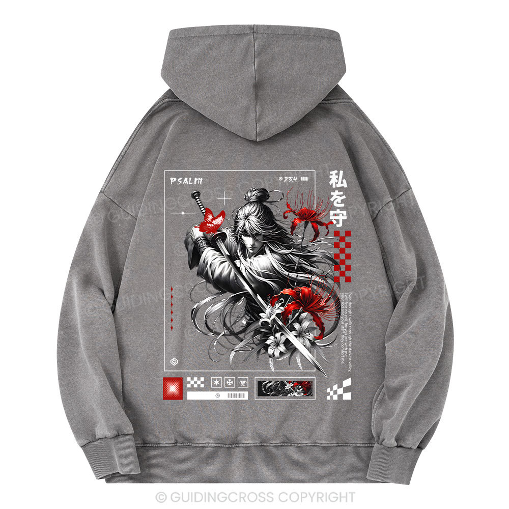 For You Are With Me Christian Washed Hoodie