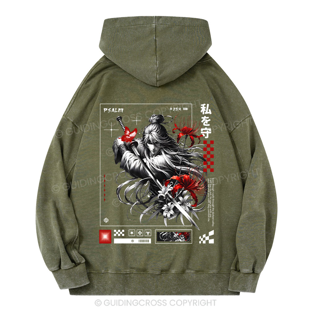 For You Are With Me Christian Washed Hoodie