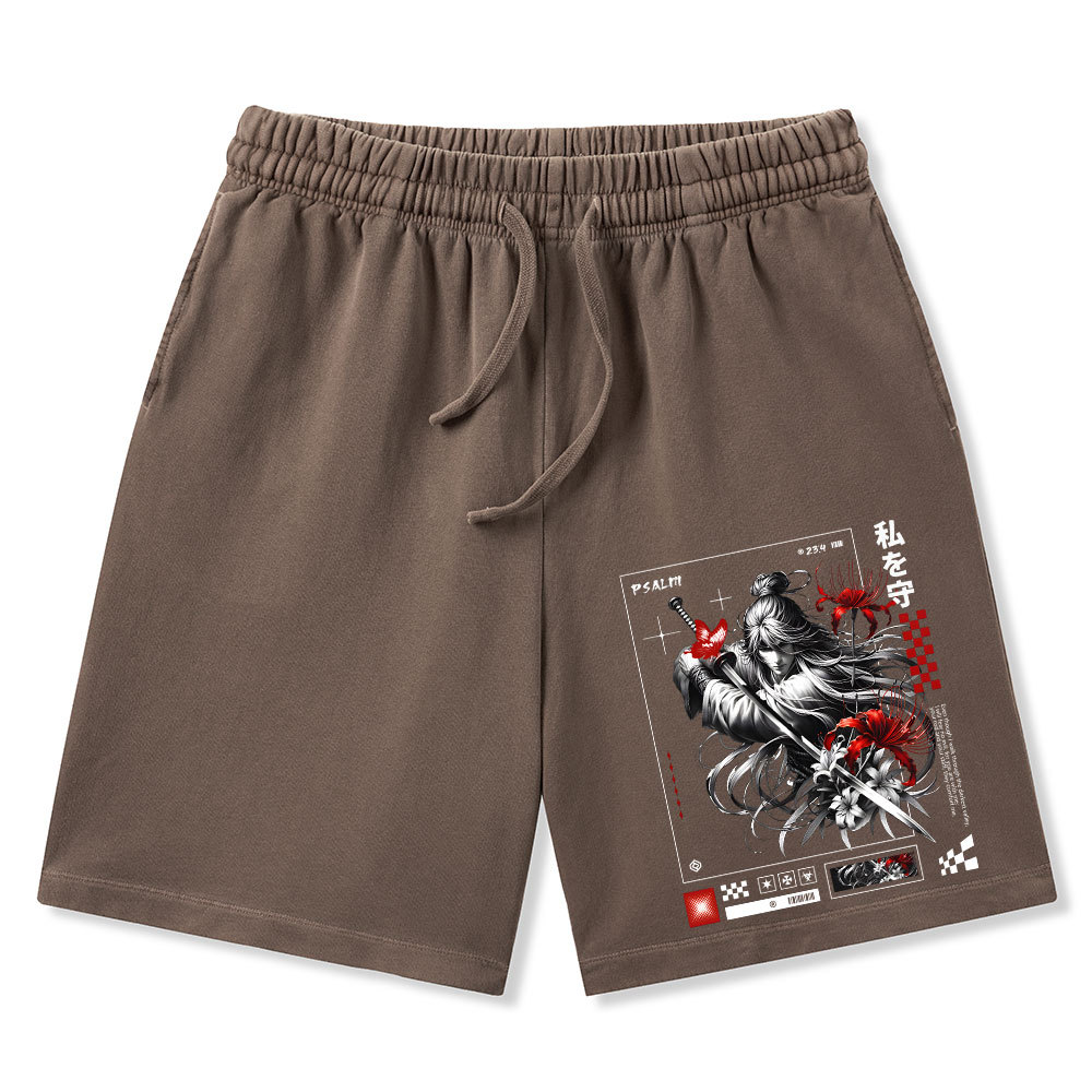 For You Are With Me Christian Washed Shorts