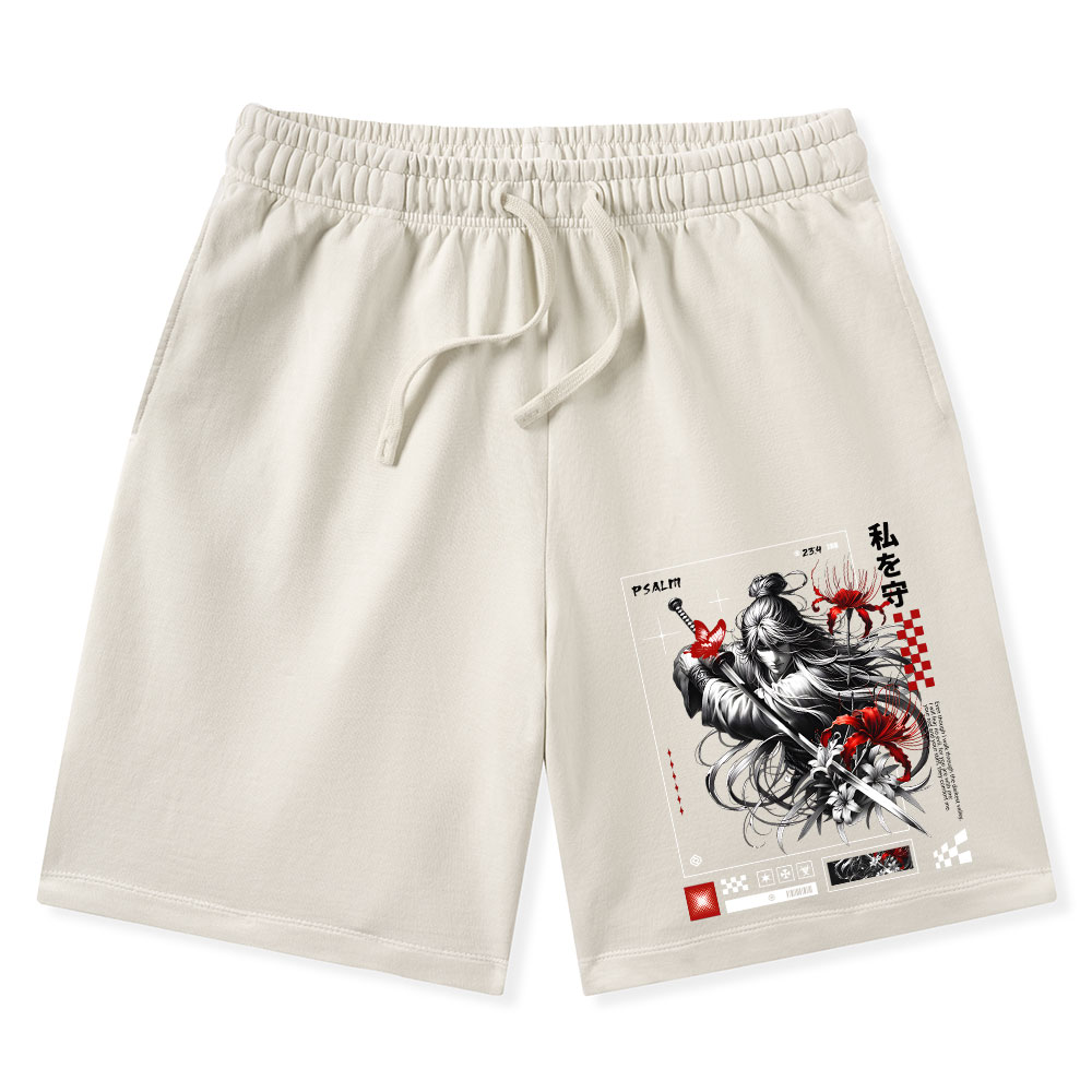 For You Are With Me Christian Washed Shorts