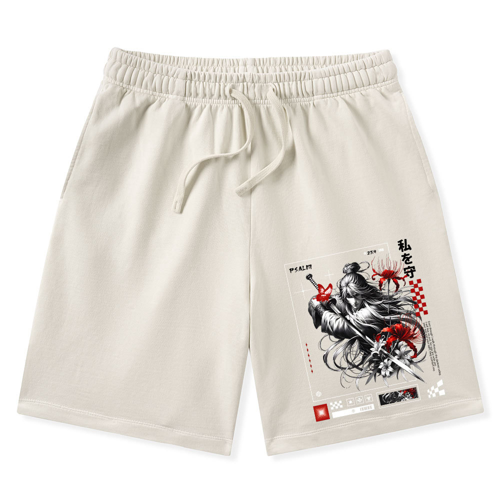 For You Are With Me Christian Washed Shorts