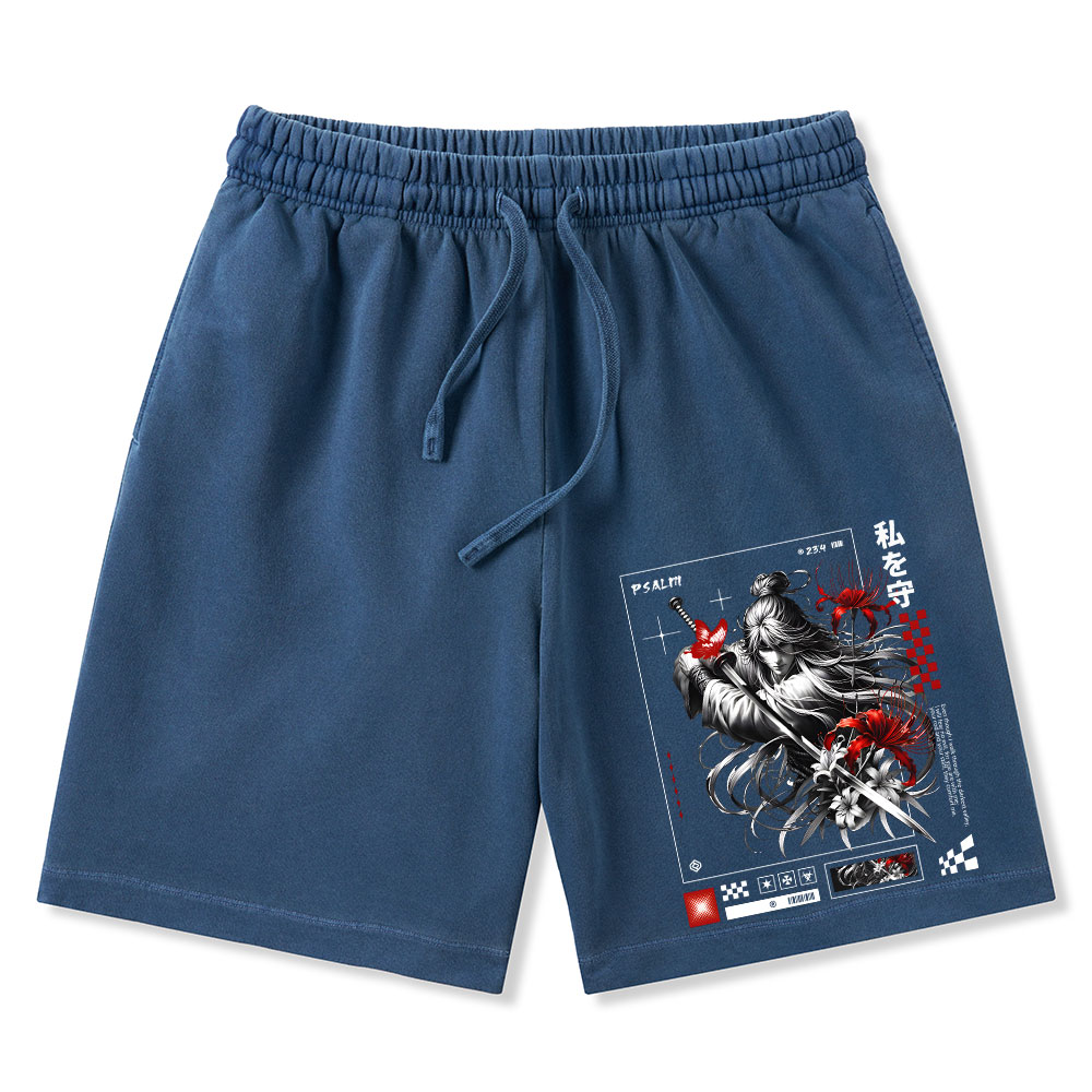 For You Are With Me Christian Washed Shorts