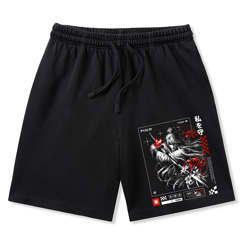 For You Are With Me Christian Washed Shorts