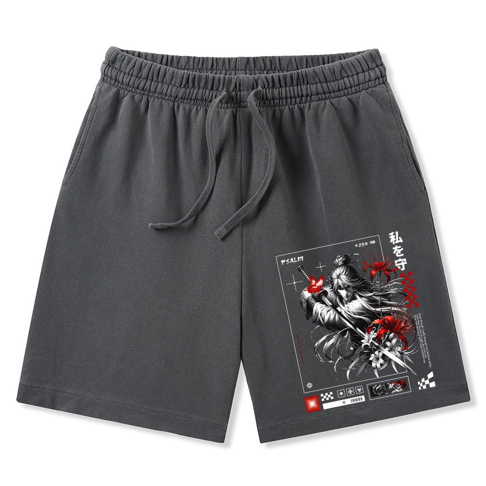 For You Are With Me Christian Washed Shorts