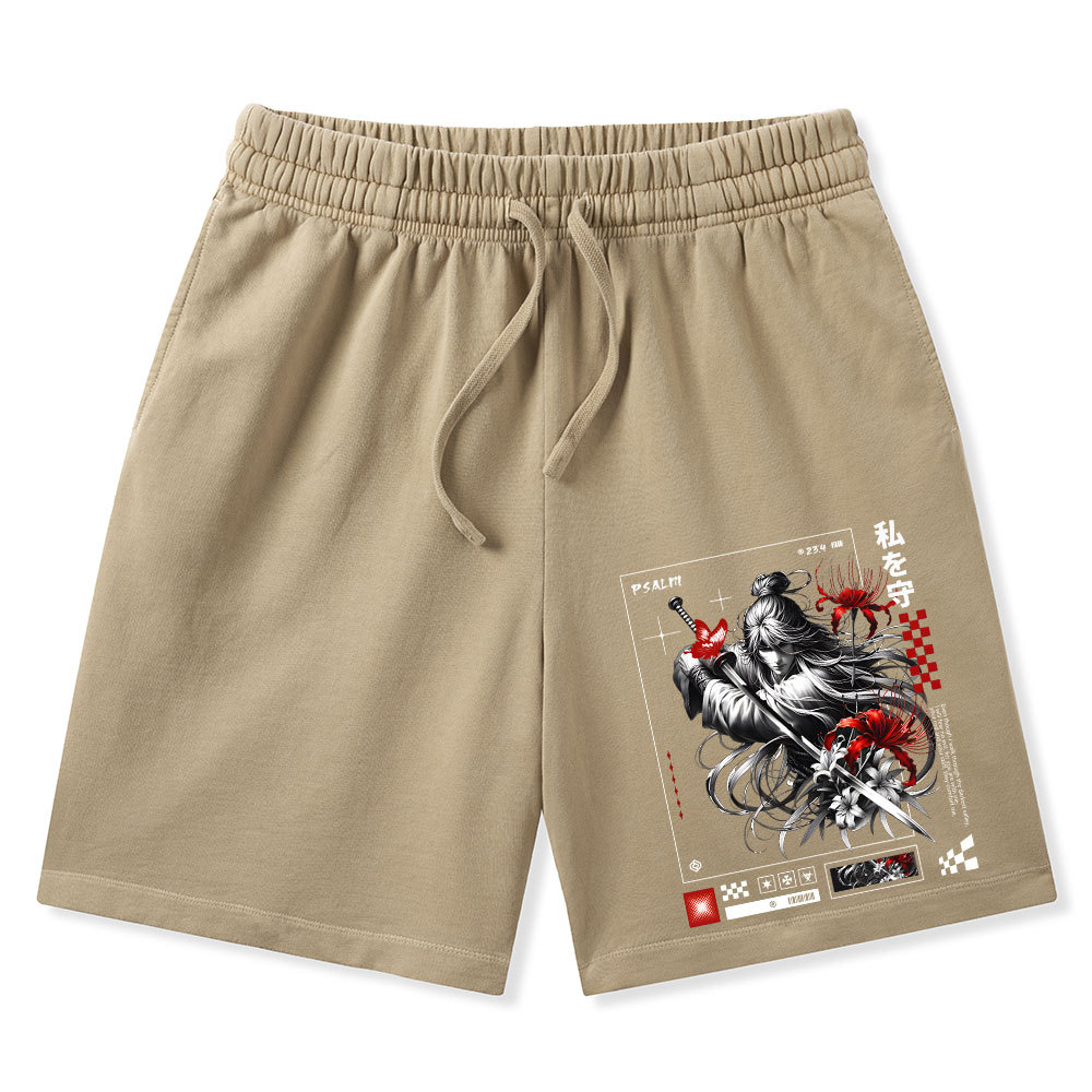 For You Are With Me Christian Washed Shorts