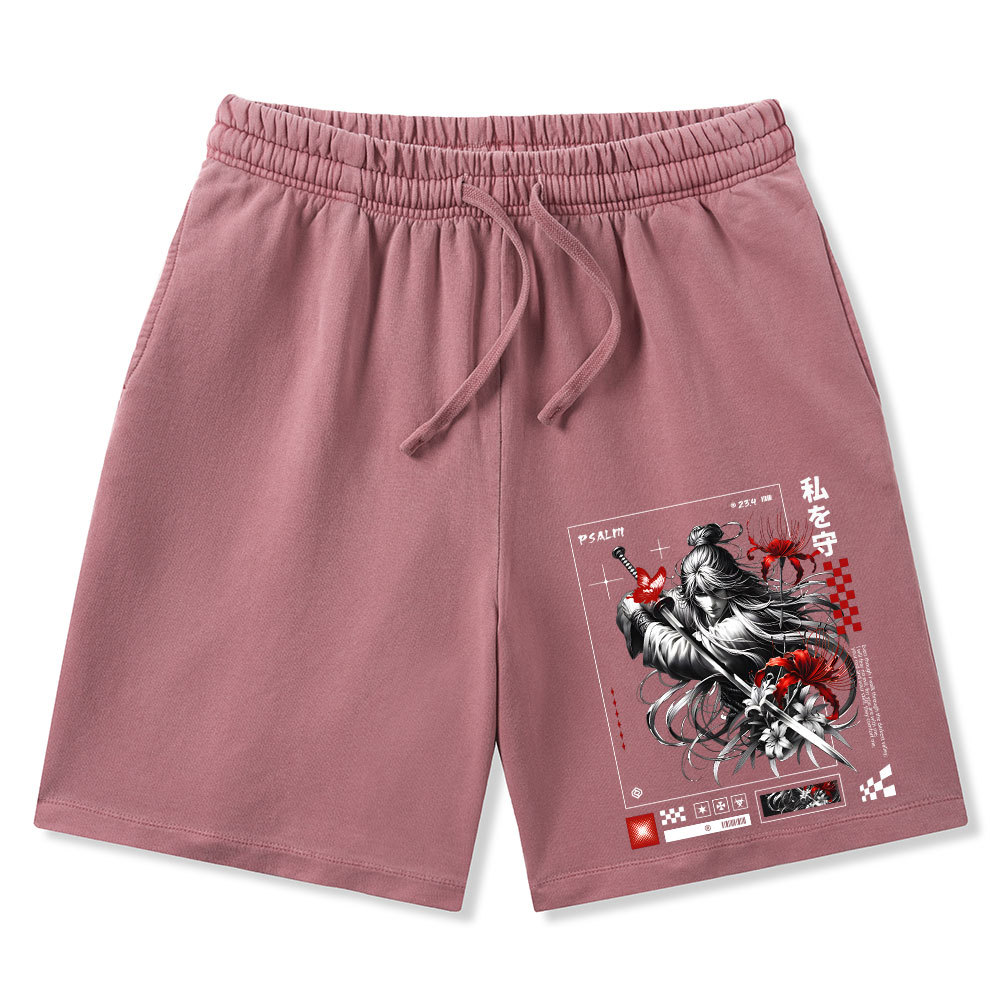 For You Are With Me Christian Washed Shorts