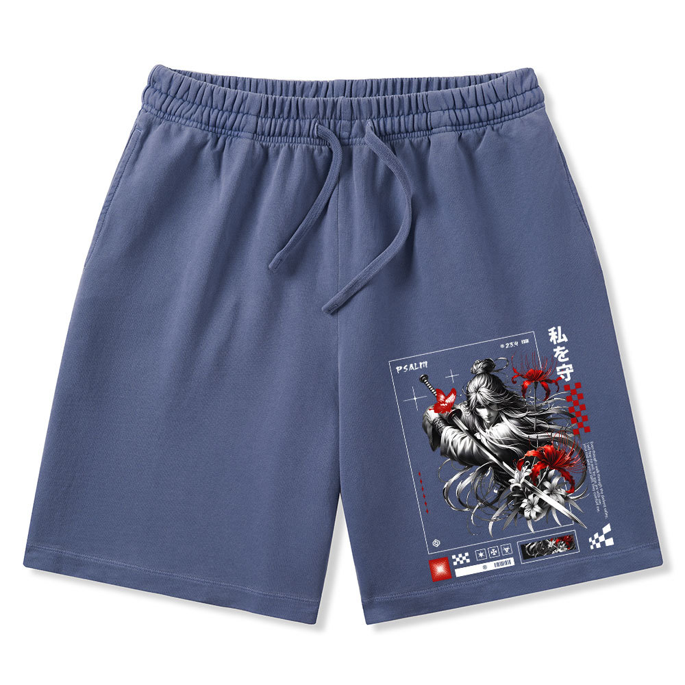 For You Are With Me Christian Washed Shorts