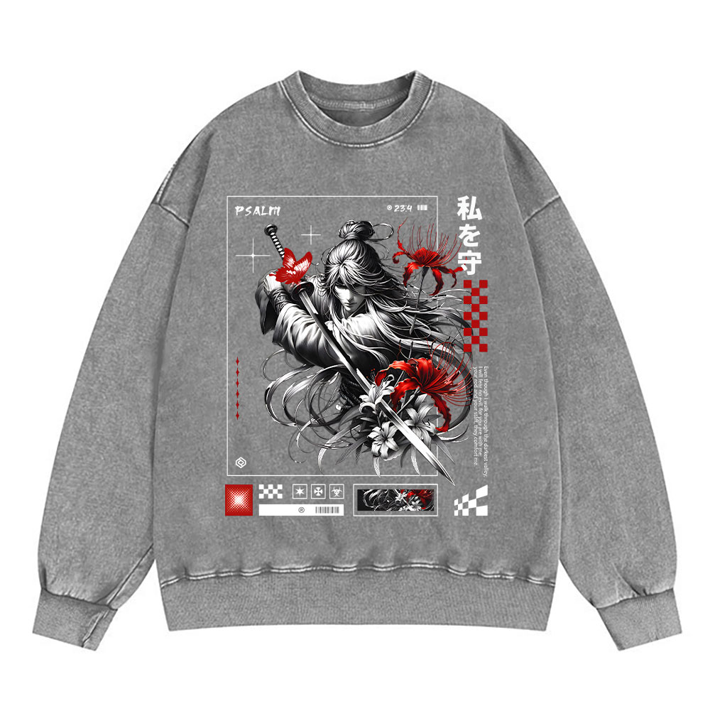 For You Are With Me Christian Washed Sweatshirt