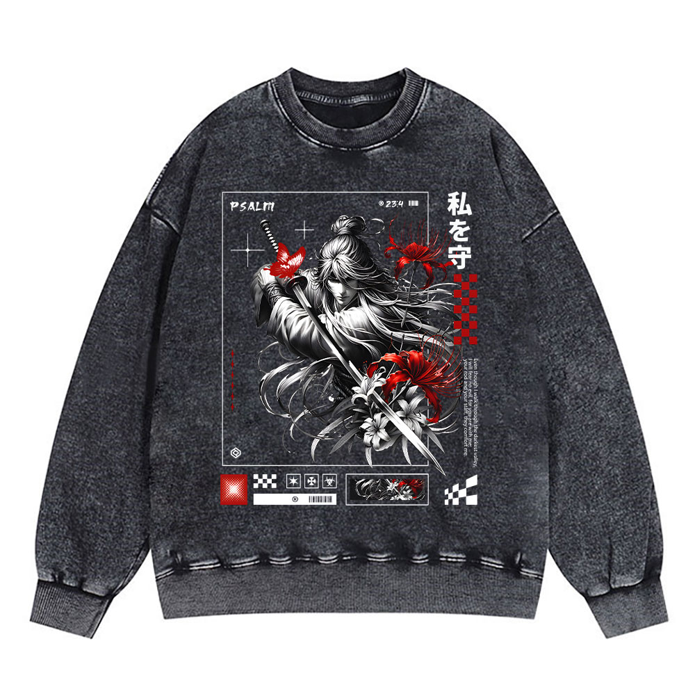 For You Are With Me Christian Washed Sweatshirt