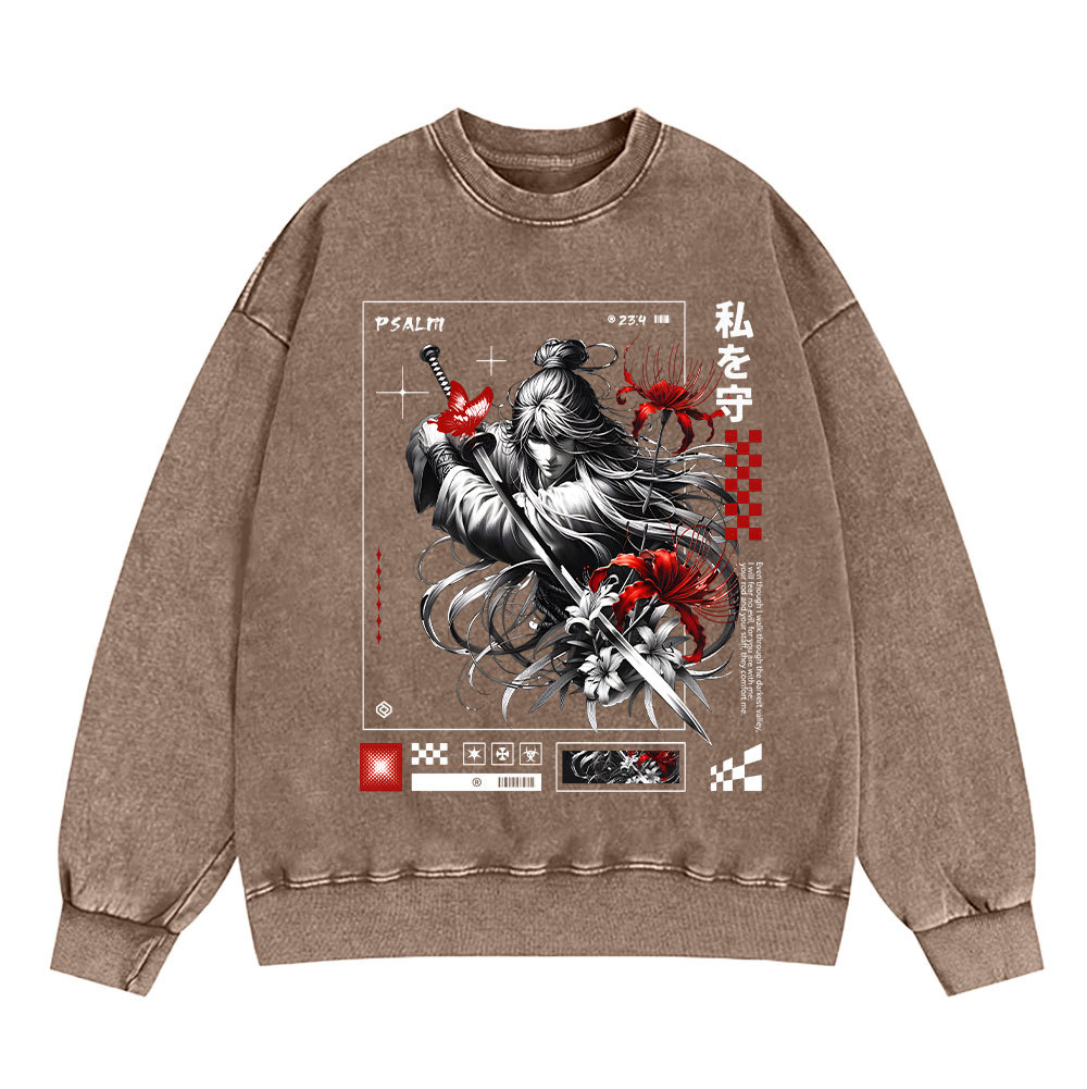 For You Are With Me Christian Washed Sweatshirt