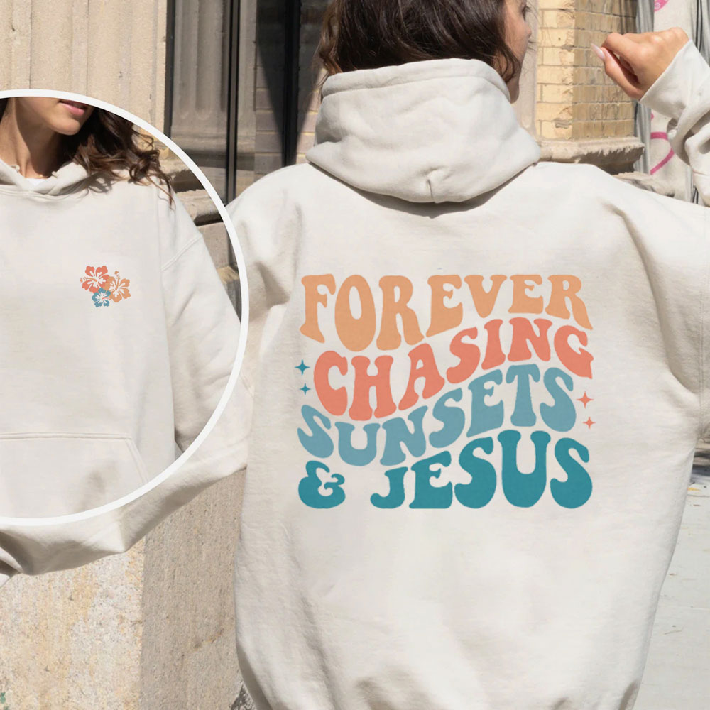 Forever Chasing Sunsets & Jesus Christian Premium Fleece Hoodie Set