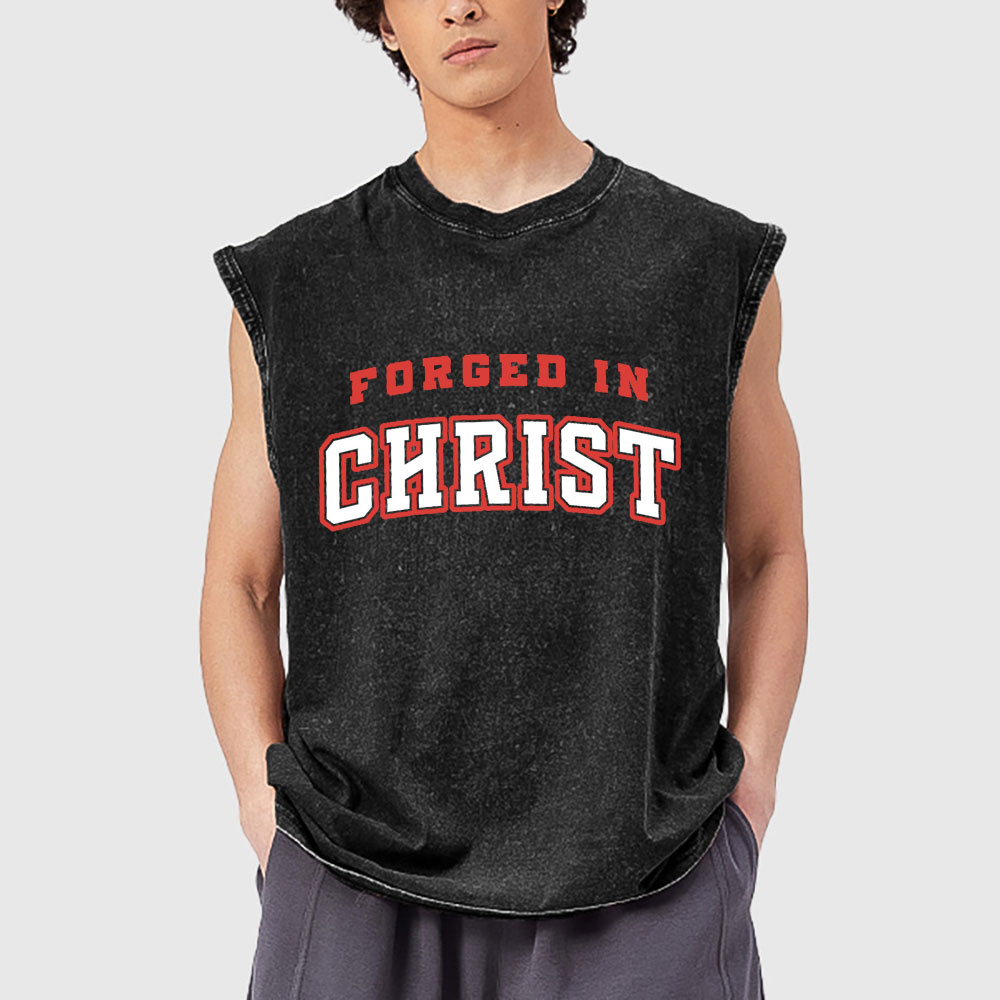 Forged In Christ Christian Washed Tank Top