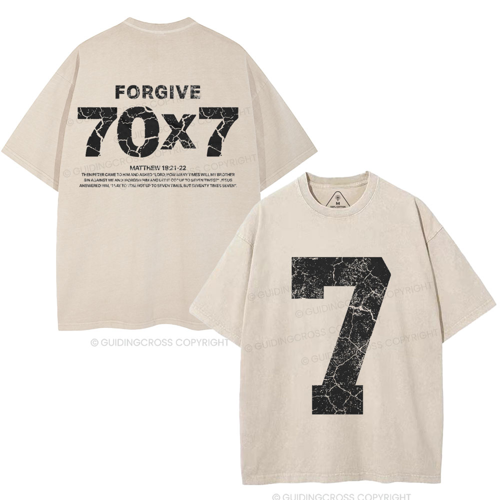 Forgive 70 7 Christian Washed T-Shirt
