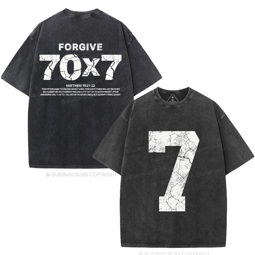 Forgive 70 7 Christian Washed T-Shirt